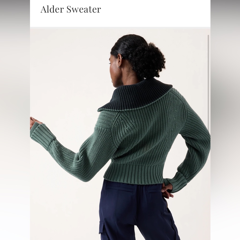 Athleta Alder Sweater, quarter zip, deep ocean teal XXS new with tags - Picture 3 of 7